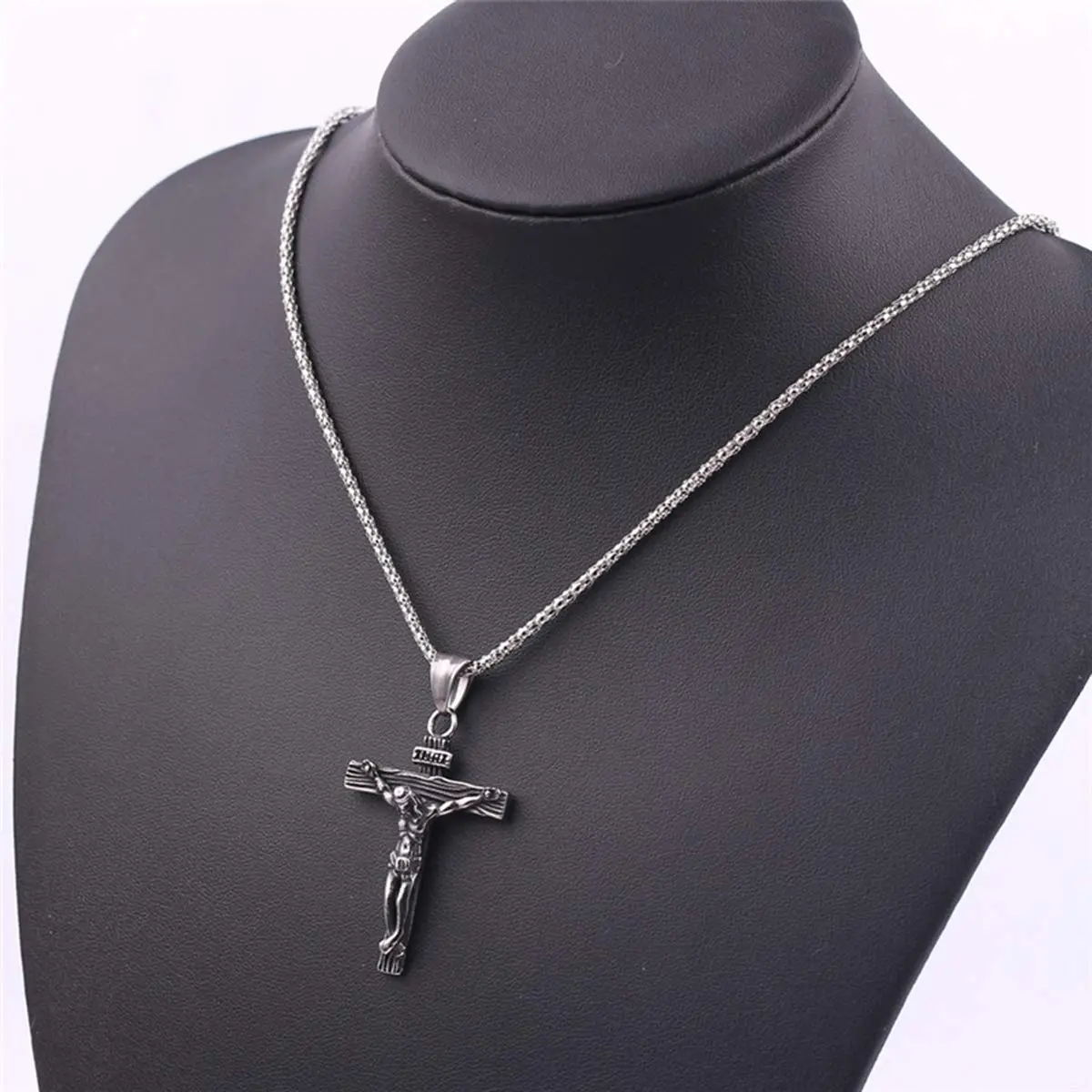 Axmerdal Stainless Steel Crucifix Cross Necklace Lord's Prayer | 24" Chain, Religious Faith Jewelry - view 5