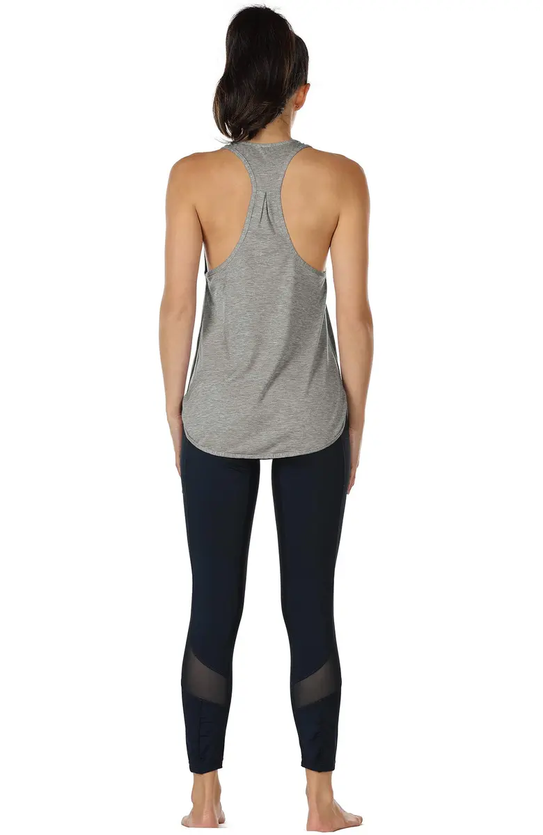 icyzone Women's Curved Hem Racerback Workout Tank Tops Grey S | Lightweight, Sweat-Wicking Active Shirt - view 4