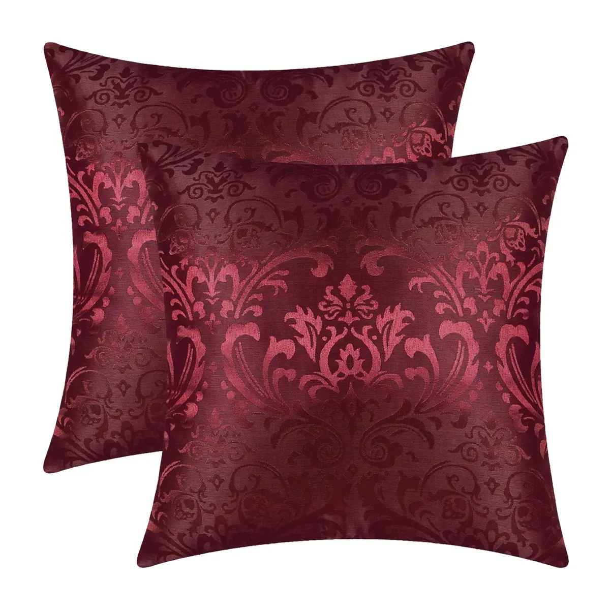 CaliTime Decorative Couch Throw Pillow Covers 18 x 18 Inches Burgundy | Silky, Durable & Luxurious - main product image