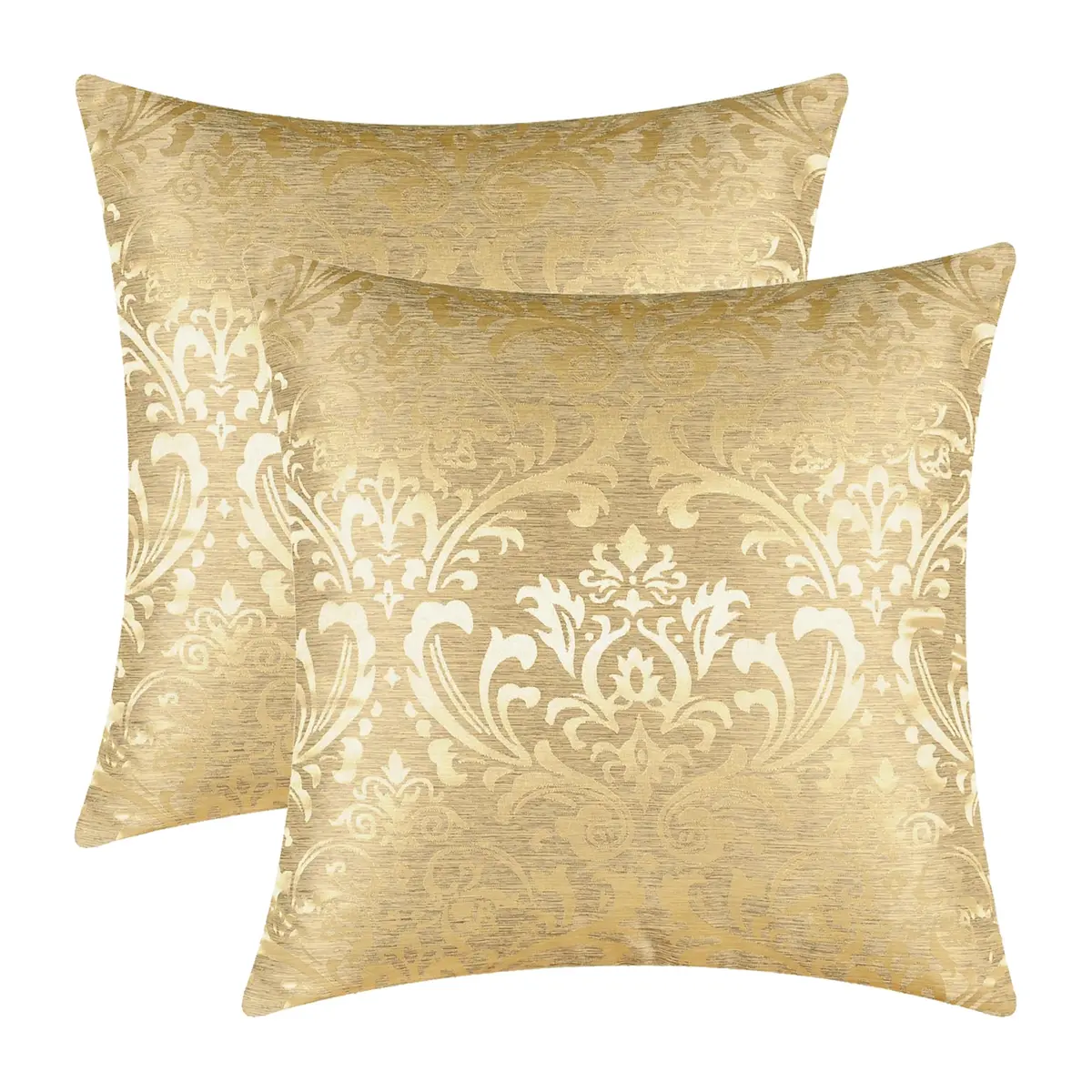 CaliTime Decorative Couch Throw Pillow Covers 18 x 18 Inches Gold | Luxury Damask Floral Design - main product image
