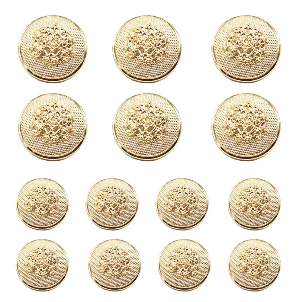 YaHoGa Gold Blazer Buttons for Sewing Men's Suits 20mm & 15mm (14-Piece Set) - main product image