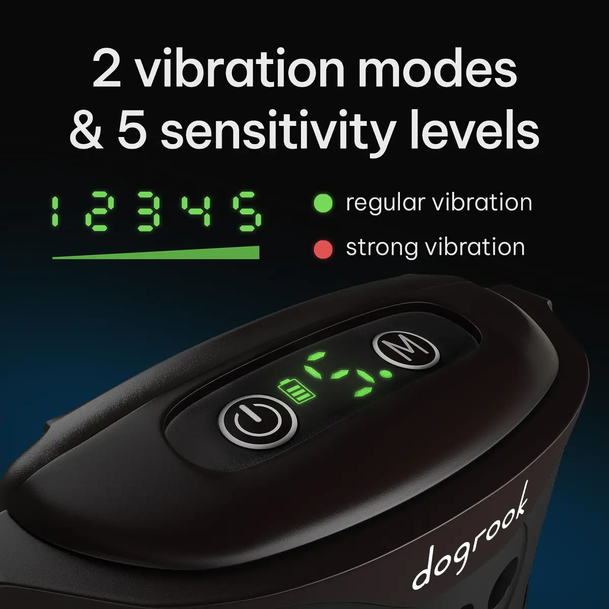 DogRook Rechargeable Bark Collar for Dogs — Beep & Vibration, 12-110 lbs, Black - view 4