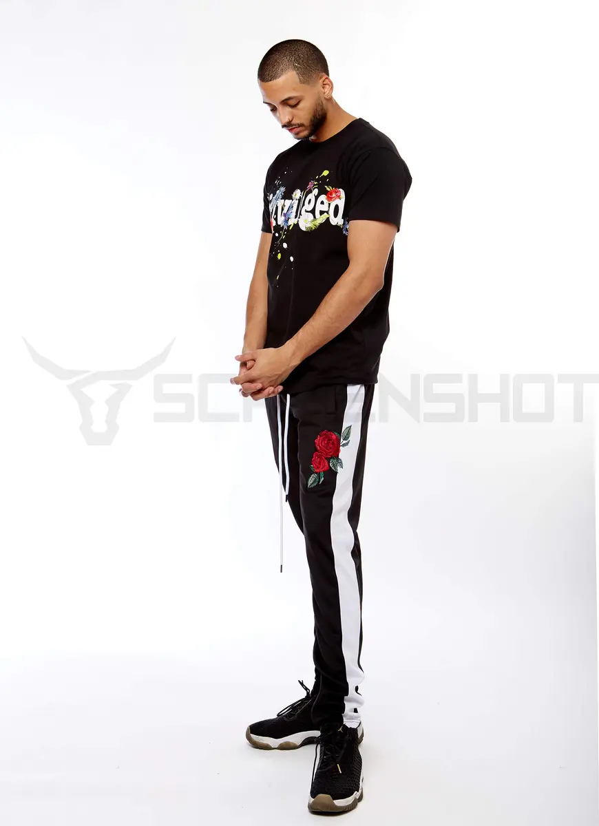 SCREENSHOT Men's Premium Workout Lifestyle Track Pants 33in Mid Rise Slim Fit Black/White - view 2
