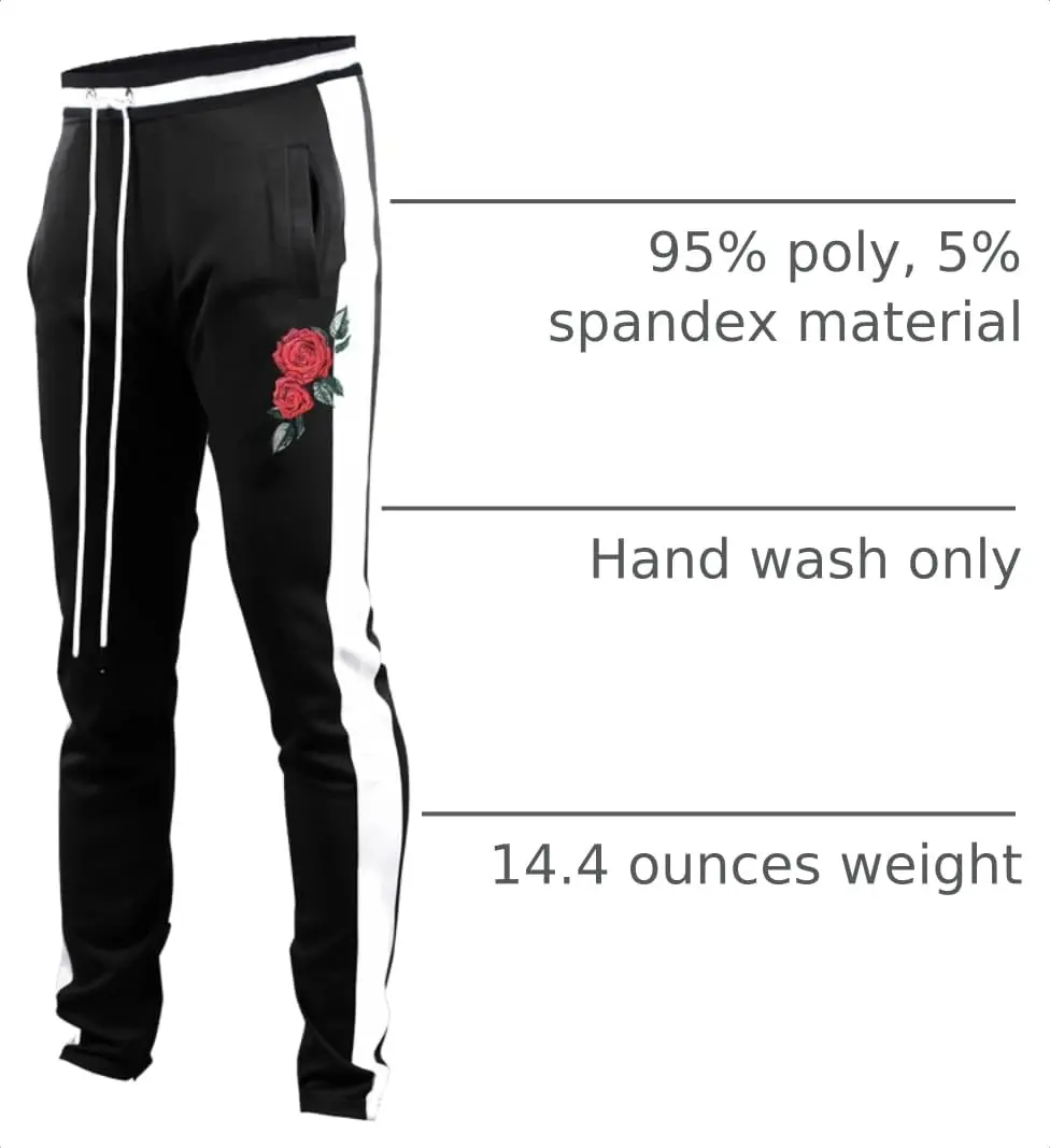 SCREENSHOT Men's Premium Workout Lifestyle Track Pants 33in Mid Rise Slim Fit Black/White - view 4