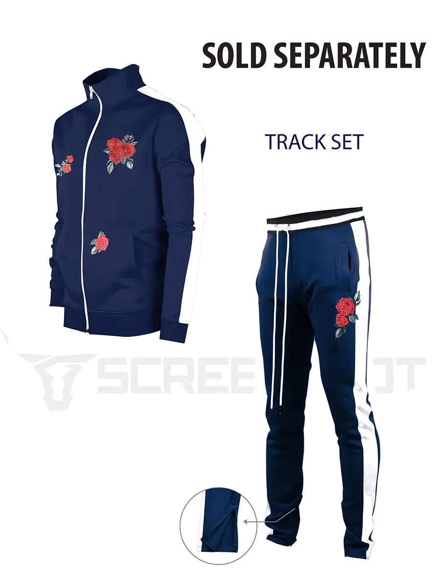 SCREENSHOT Men's Premium Workout Lifestyle Color Block Track Pants P11853-Navy-Small | Slim Fit, Mid Rise, 95% Poly/5% Spandex - view 5