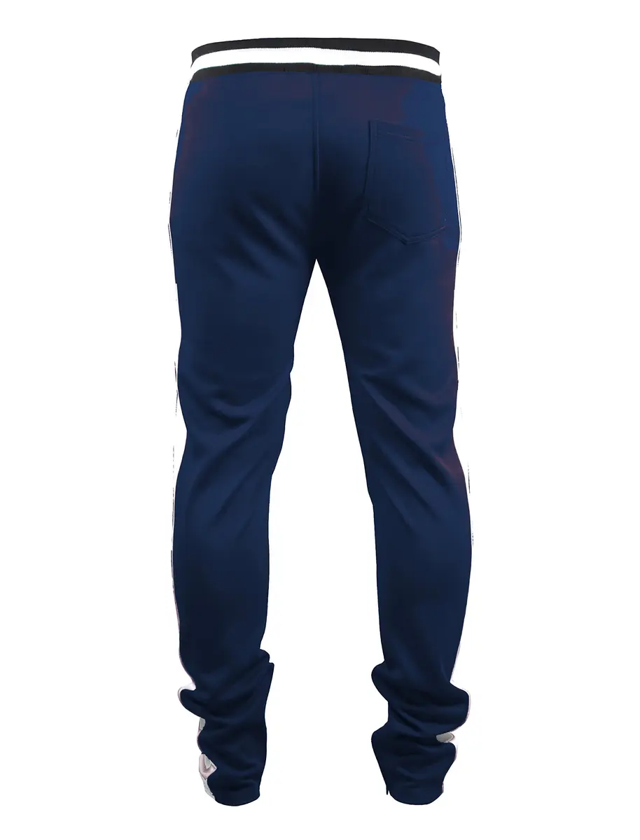 SCREENSHOT Men's Premium Workout Lifestyle Color Block Track Pants P11853-Navy-Small | Slim Fit, Mid Rise, 95% Poly/5% Spandex - view 6