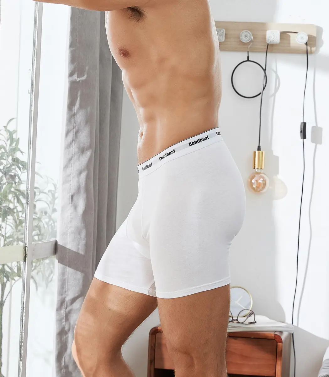 Comfneat Men's 6-Pack Soft Cotton Boxer Briefs, White, L | Breathable, Stretch Fit for Indian Comfort - view 5