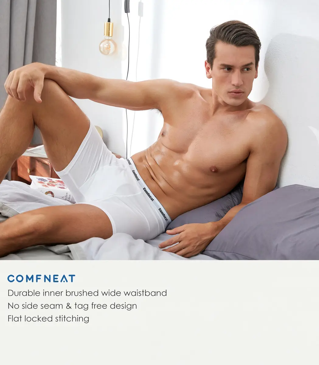 Comfneat Men's 6-Pack Soft Cotton Boxer Briefs, White, L | Breathable, Stretch Fit for Indian Comfort - view 6