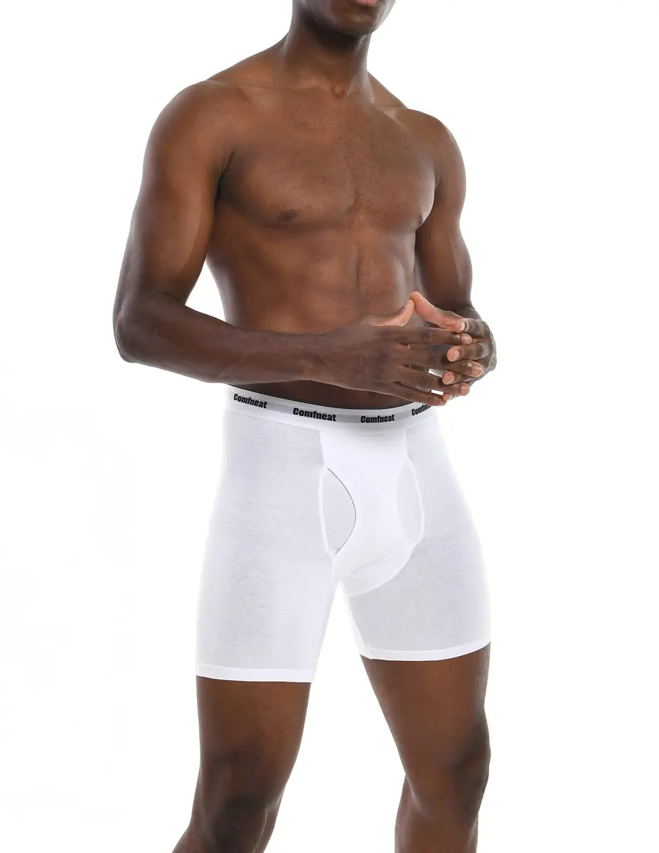 Comfneat Men's 6-Pack Soft Cotton Boxer Briefs, White, L | Breathable, Stretch Fit for Indian Comfort - view 2