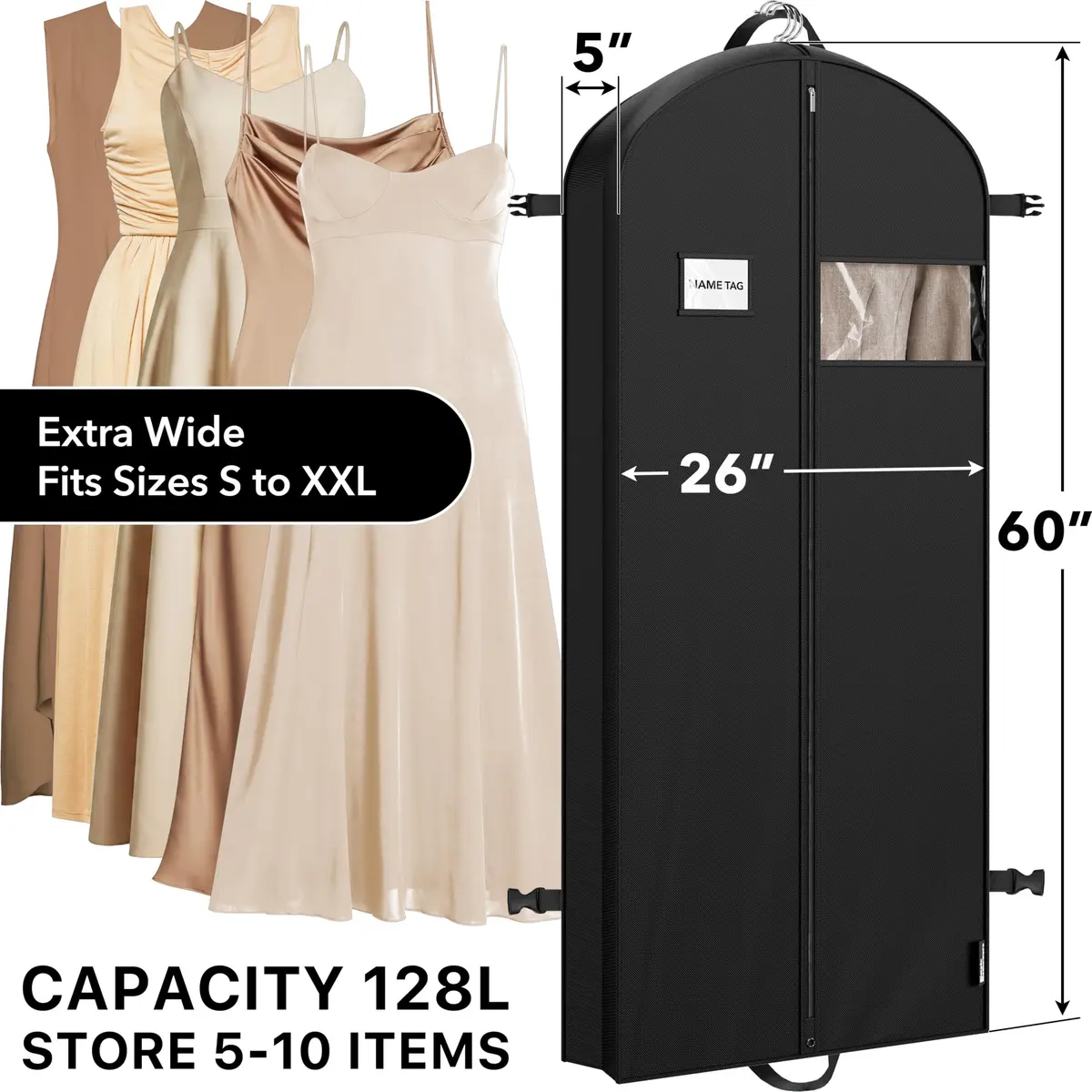 Simple Houseware 60" Travel Garment Bag Heavy Duty Suit Bag | Durable 300D Polyester, Foldable & Breathable (70-120 chars) - view 2