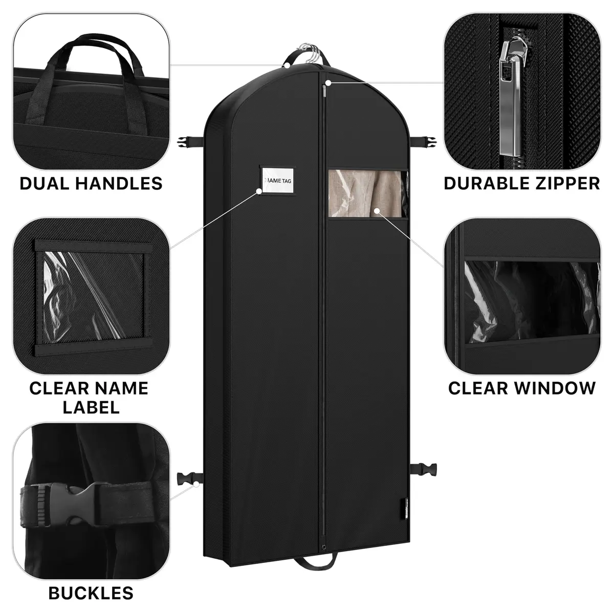Simple Houseware 60" Travel Garment Bag Heavy Duty Suit Bag | Durable 300D Polyester, Foldable & Breathable (70-120 chars) - view 4