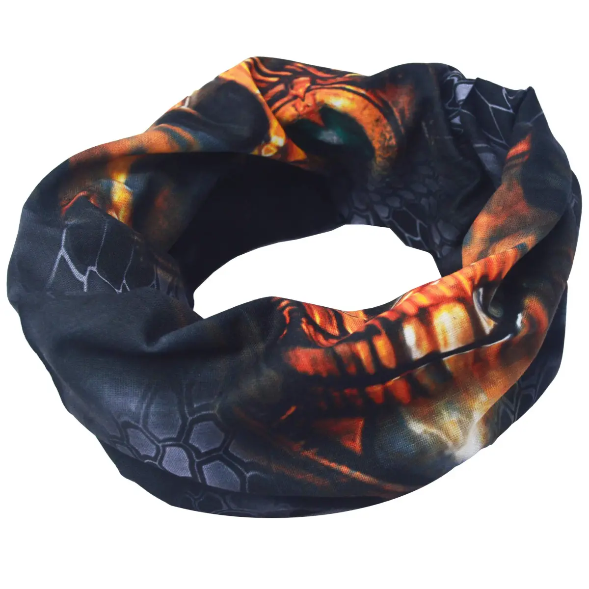 Obacle Gold Face Single Green Eye Skull Face Mask - Seamless 3D Tube Bandana for Dust & Sun Protection - view 3