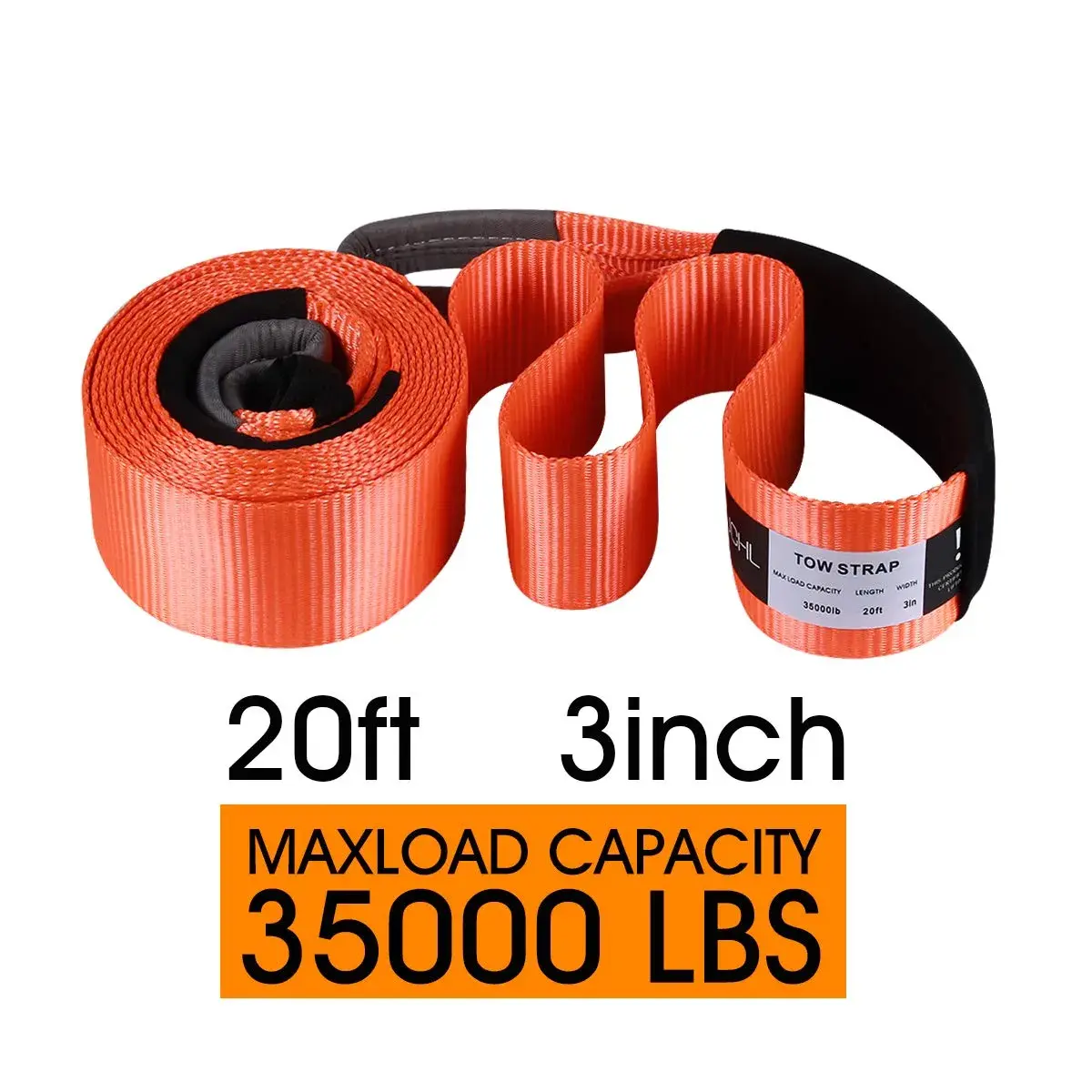 JCHL Heavy Duty Recovery Tow Strap 3" x 20ft (914 cm x 6.1 m) | 35,000 LBS (15,876 kg) Capacity - view 2