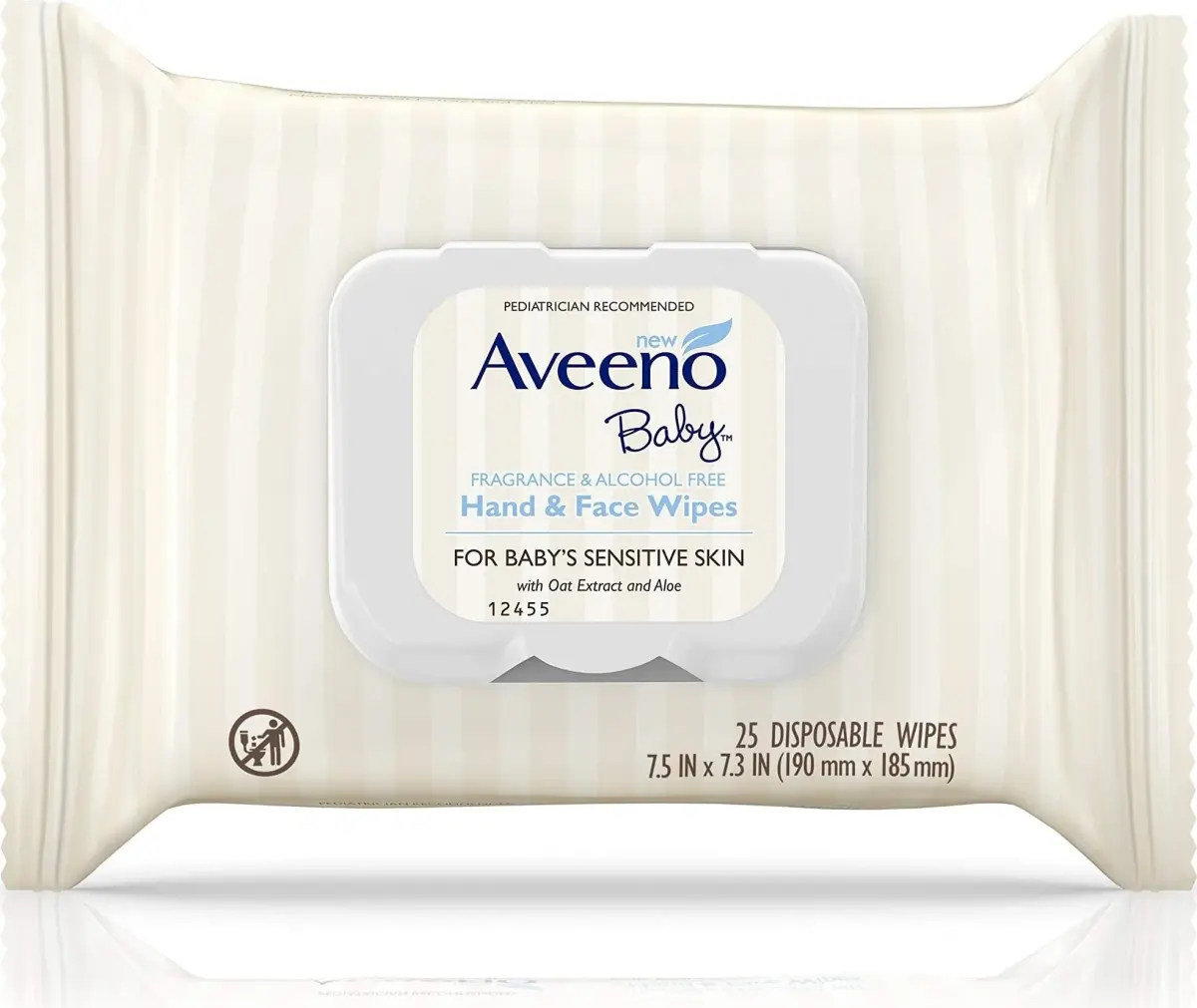 Aveeno Baby Hand & Face Wipes, 25 Count (Pack of 1) | Gentle, Fragrance-Free for Sensitive Skin - main product image
