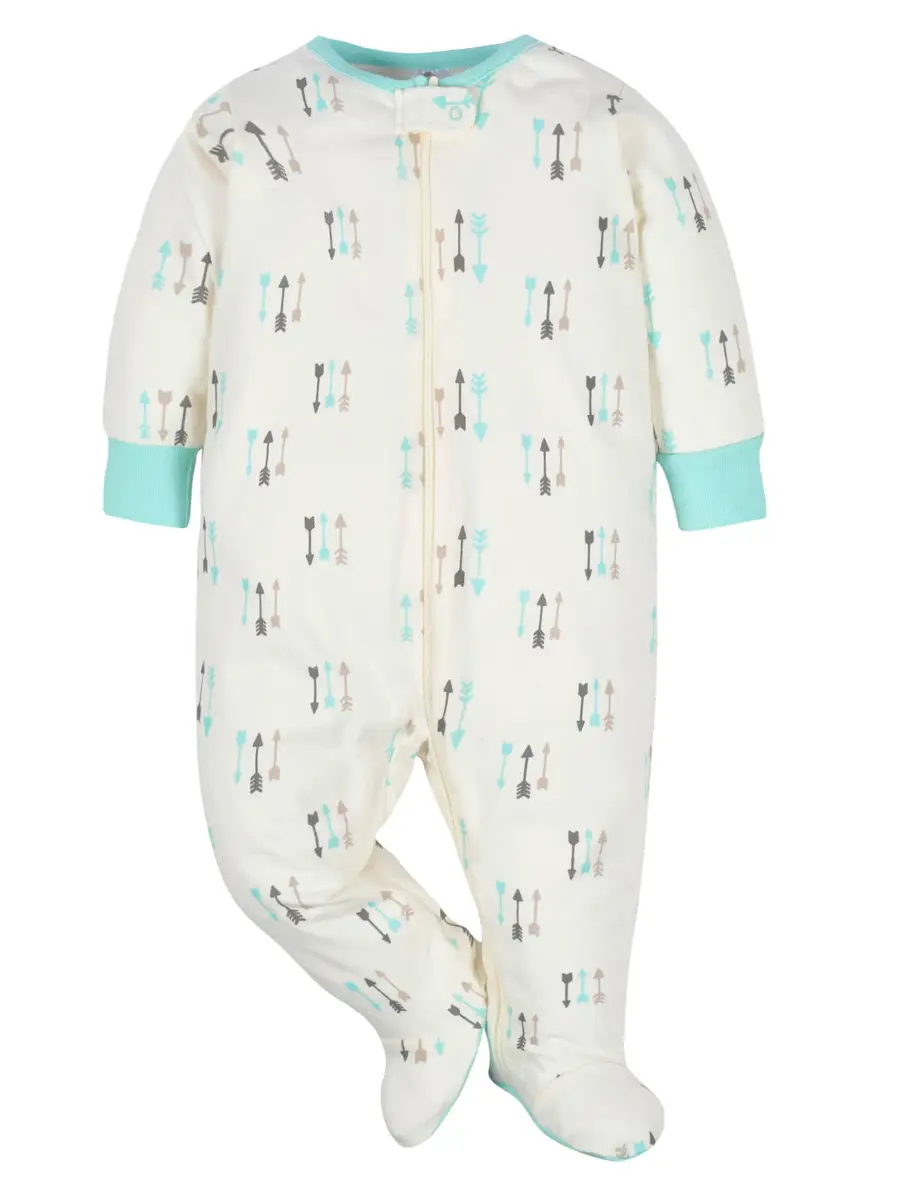 Gerber Baby Boys 4 Pack Sleep 'N Play Footie, Aqua Fox, Newborn | Breathable Cotton, Cozy & Easy Diaper Changes - view 3