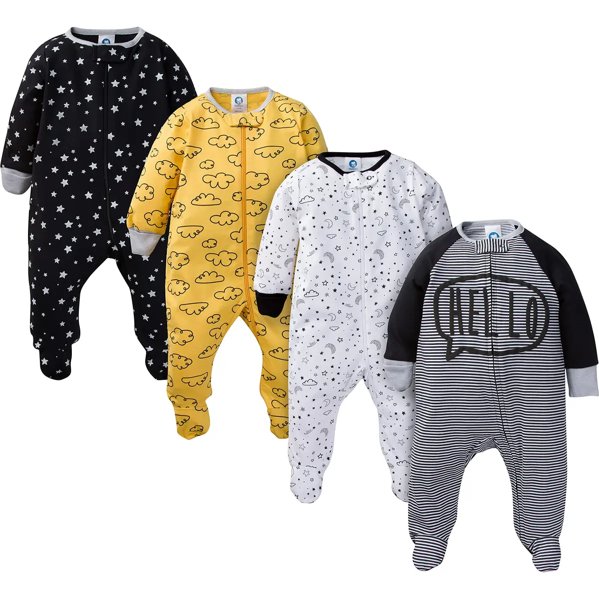 Gerber Baby Boys 4 Pack Sleep 'N Play Footie, Star, Preemie | Breathable 100% Cotton for Cozy Sleep - main product image