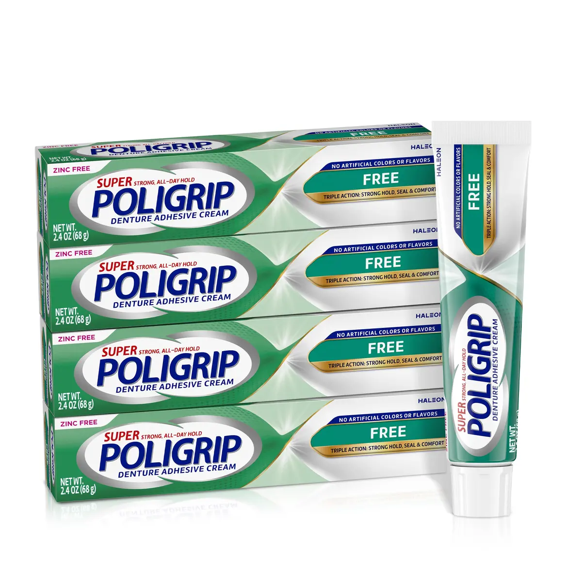 Super Poligrip Denture Adhesive Cream 2.4 oz | Strong All-Day Hold, Zinc-Free, Flavor-Free - main product image