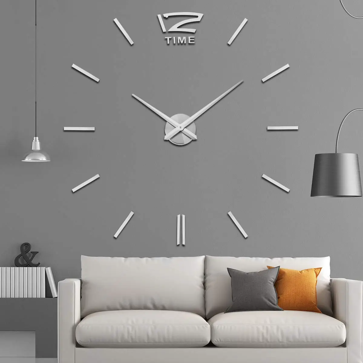 AILILIFE 3D Clock Hands Mechanism with 12.21" Hour & 15.35" Minute Hands | Silver Metal Spade Style - view 5