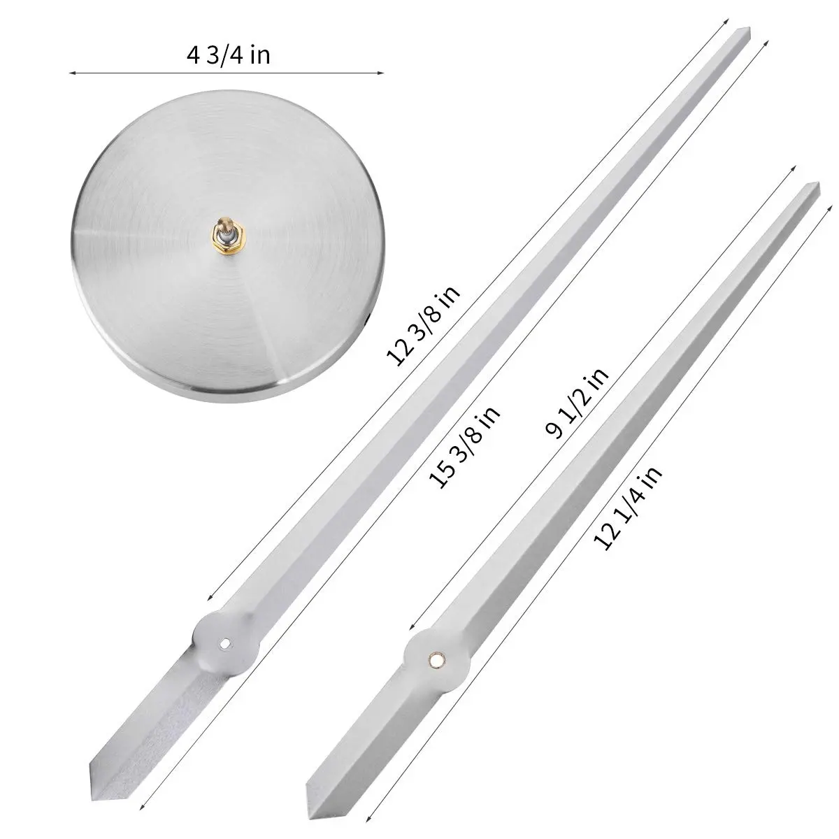 AILILIFE 3D Clock Hands Mechanism with 12.21" Hour & 15.35" Minute Hands | Silver Metal Spade Style - view 3