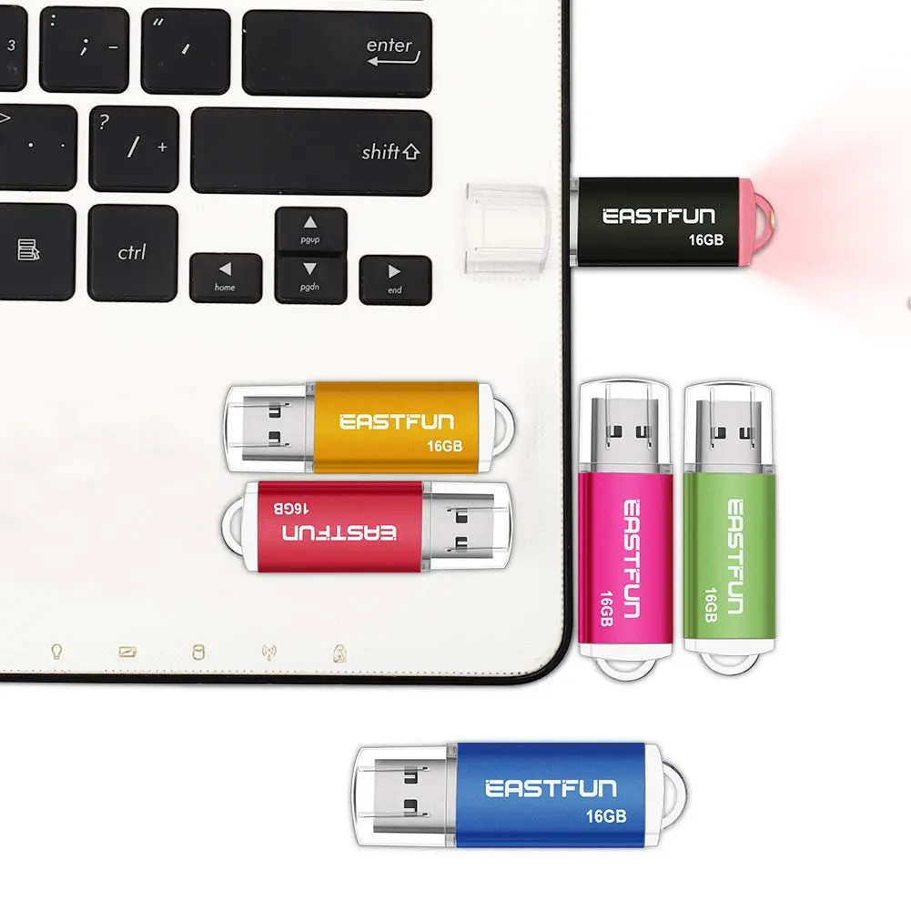 EASTFUN 3 Pack 16GB USB 2.0 Flash Drive with LED Indicator | Metal Casing, Plug & Play, Compatible with Windows & Mac - view 4
