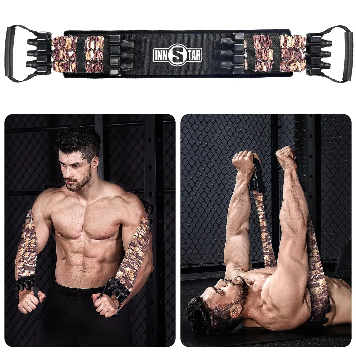 INNSTAR Multi-Function Resistance Bands 33.5" | Full Body Workout, Adjustable, USA Import (Desert 198LBS) - main product image