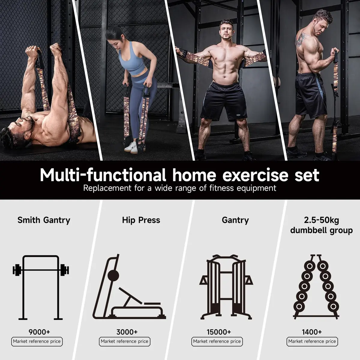 INNSTAR Multi-Function Resistance Bands 33.5" | Full Body Workout, Adjustable, USA Import (Desert 198LBS) - view 2