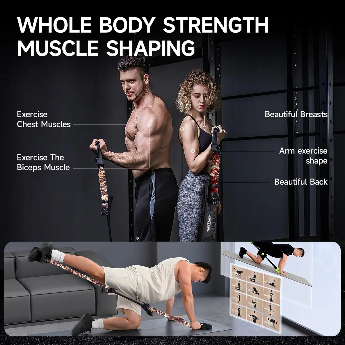 INNSTAR Multi-Function Resistance Bands 33.5" | Full Body Workout, Adjustable, USA Import (Desert 198LBS) - view 3