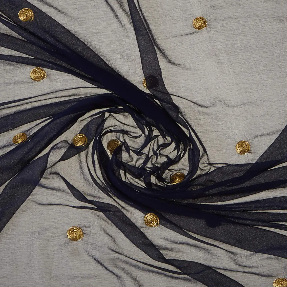 DUPATTA BAZAAR Embroidered Navy Blue Chiffon Dupatta 235 x 92 cm (92" x 36") | Traditional Elegant Style - view 6