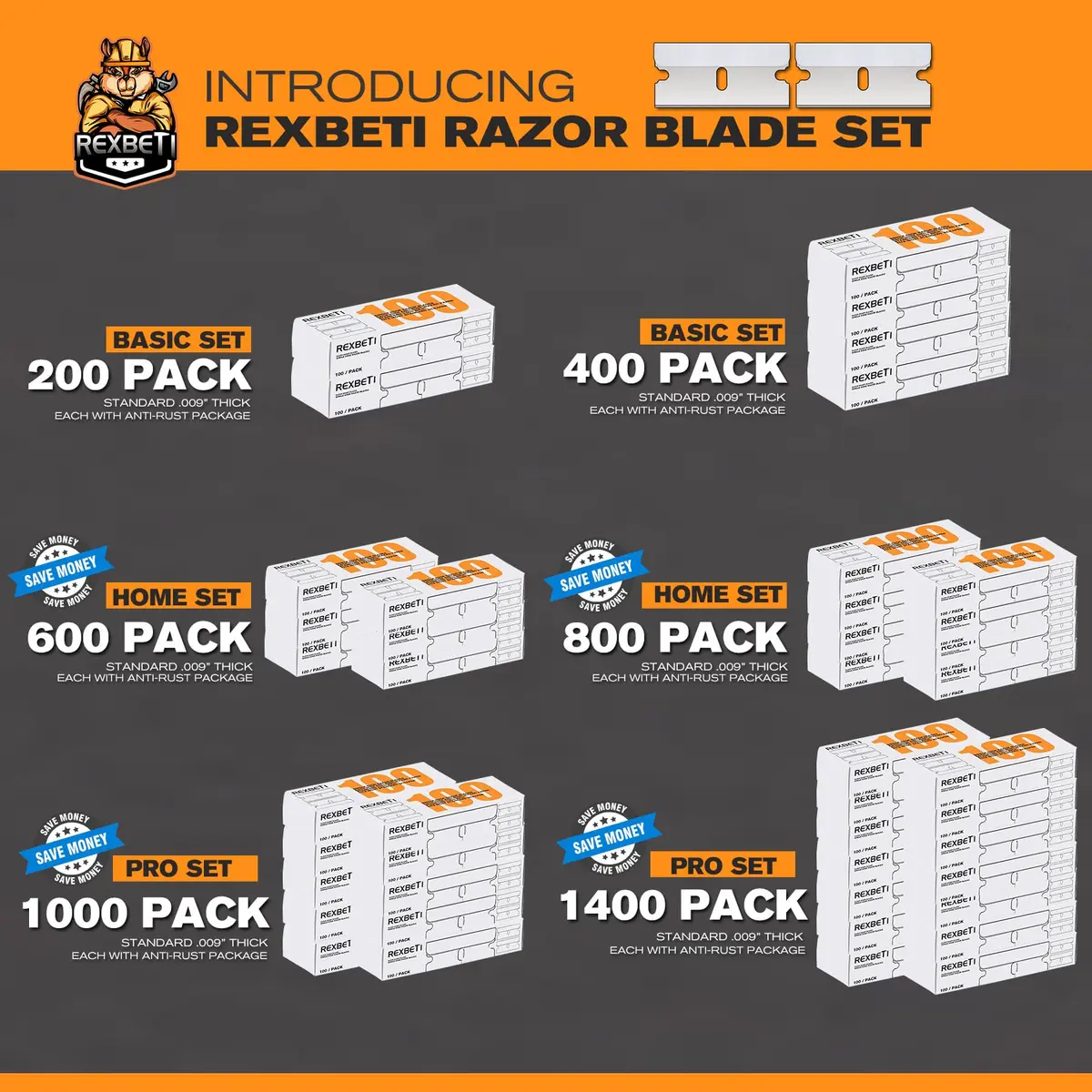 REXBETI 100 Pack Single Edge Razor Blades | Heavy-Duty Steel for Household & Industrial Use - view 2