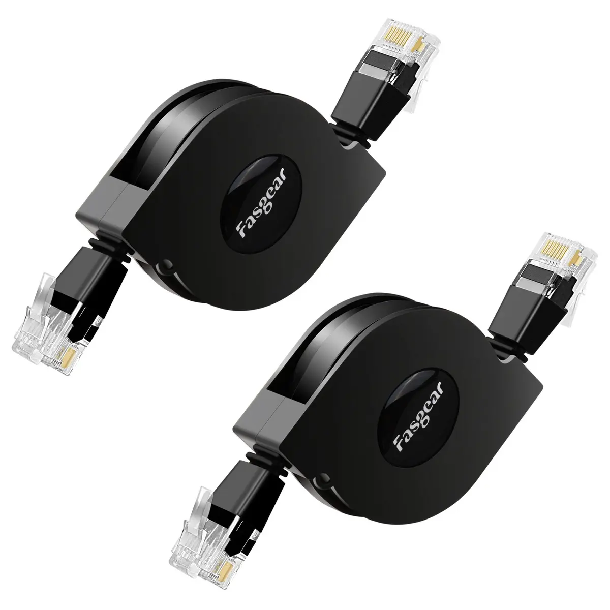 Fasgear Adjustable Cat6 Ethernet Cable 3ft (0.91m) Black | Tangle-Free Retractable LAN Cord - main product image