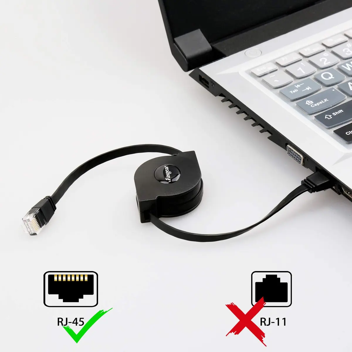 Fasgear Adjustable Cat6 Ethernet Cable 3ft (0.91m) Black | Tangle-Free Retractable LAN Cord - view 6