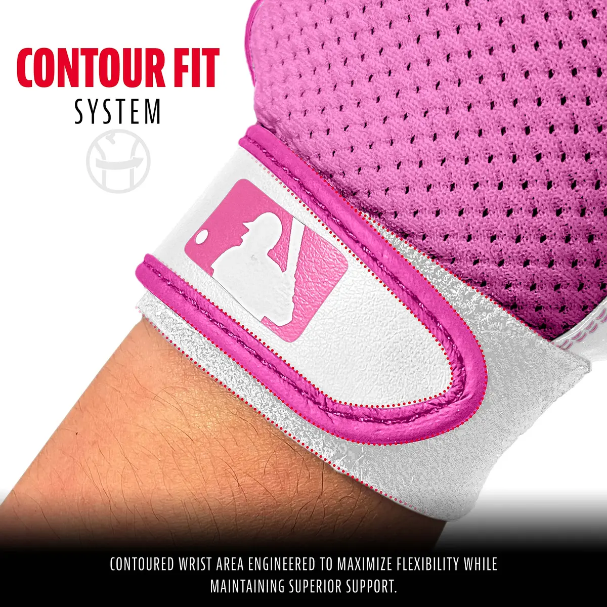 Franklin Sports Youth Flex Batting Gloves - Tee Ball Small - White/Pink | Seamless Palm, Textured Grip, Contour Fit, First Batting Glove for Boys & Girls - view 3