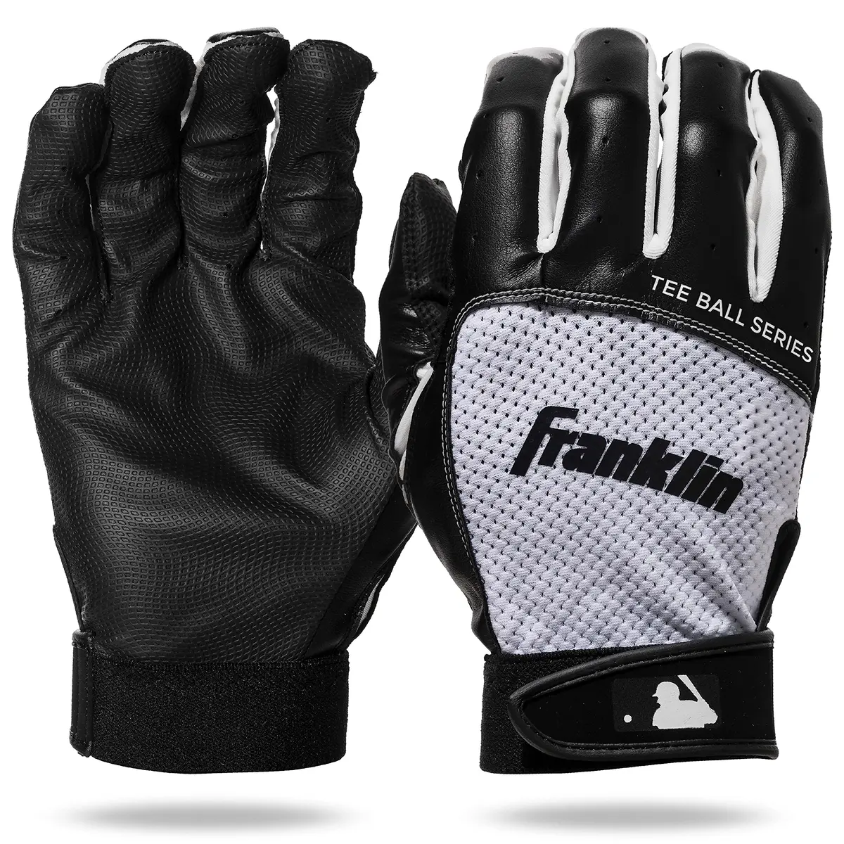 Franklin Sports Youth Flex Batting Gloves - XS Black/White | Seamless Palm, Textured Grip, Perfect for Tee Ball & Softball - main product image