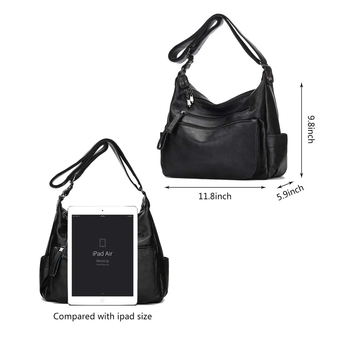 Artwell Crossbody Bag for Women Shoulder Bag PU Leather Multi Pocket (Black) | Elegant & Spacious - view 6