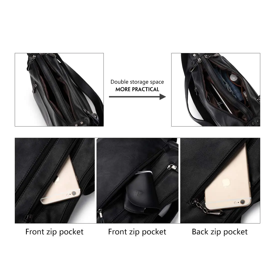 Artwell Crossbody Bag for Women Shoulder Bag PU Leather Multi Pocket (Black) | Elegant & Spacious - view 4
