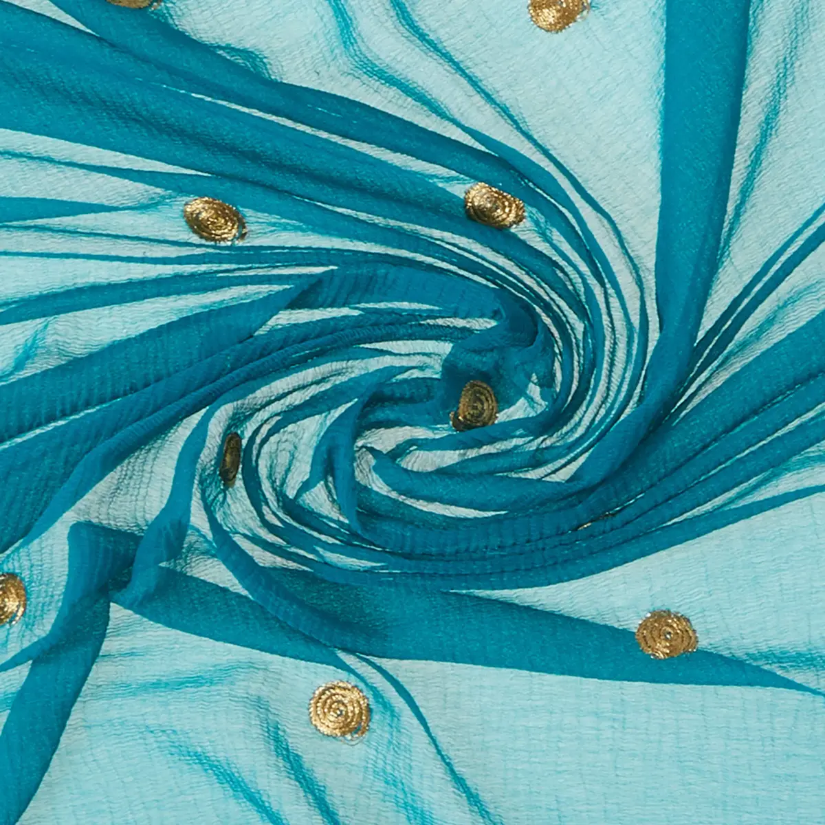 DUPATTA BAZAAR Embroidered Blue Chiffon Dupatta 240cm x 92cm | Traditional Elegant Style - view 6