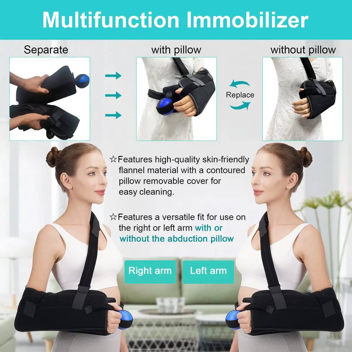 TANDCF Bestlife Shoulder Abduction Sling with Pillow & Exercise Ball, Black, 41cm (16") | Immobilizer for Injury Support - view 6