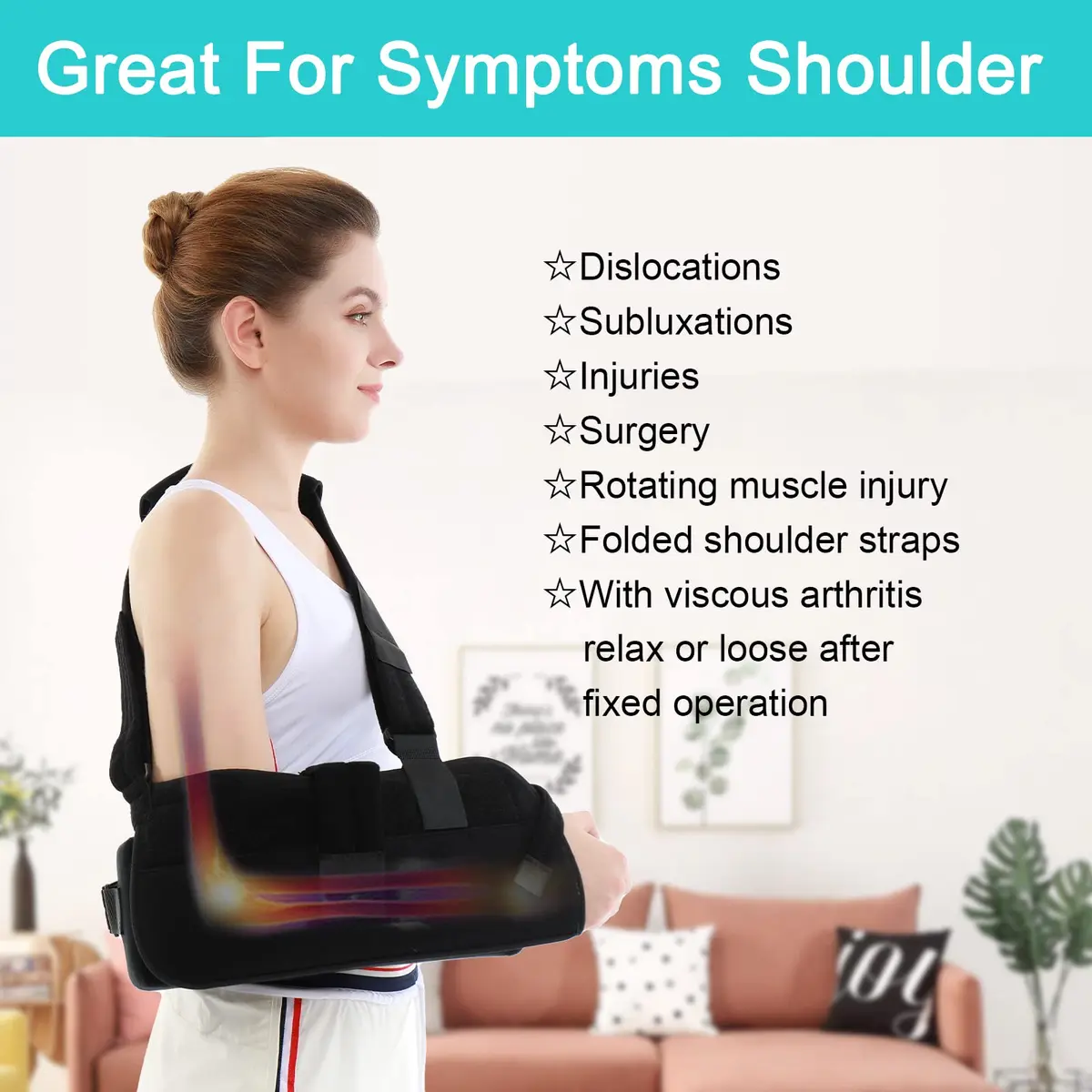 TANDCF Bestlife Shoulder Abduction Sling with Pillow & Exercise Ball, Black, 41cm (16") | Immobilizer for Injury Support - view 7