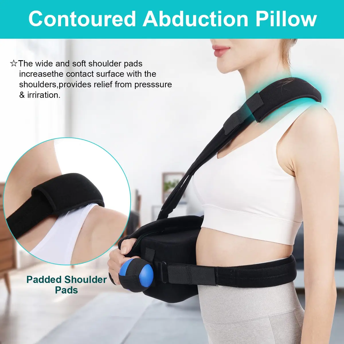 TANDCF Bestlife Shoulder Abduction Sling with Pillow & Exercise Ball, Black, 41cm (16") | Immobilizer for Injury Support - view 3