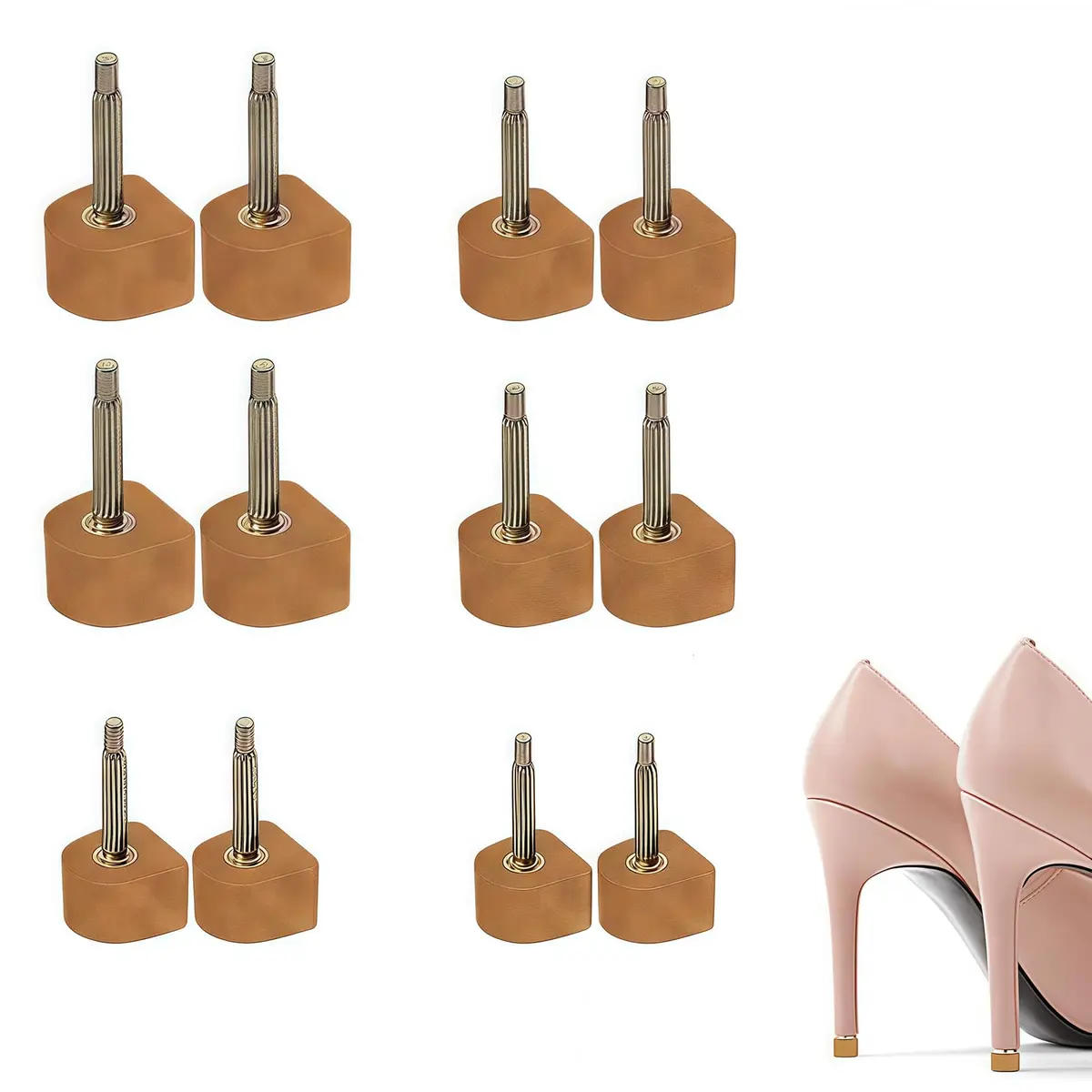 TUPWEL High Heel Repair Protectors 8mm 9mm 10mm U-Shaped Beige | Anti-Slip & Noise Reduction - main product image