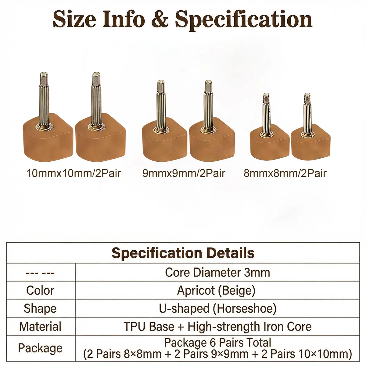 TUPWEL High Heel Repair Protectors 8mm 9mm 10mm U-Shaped Beige | Anti-Slip & Noise Reduction - view 2