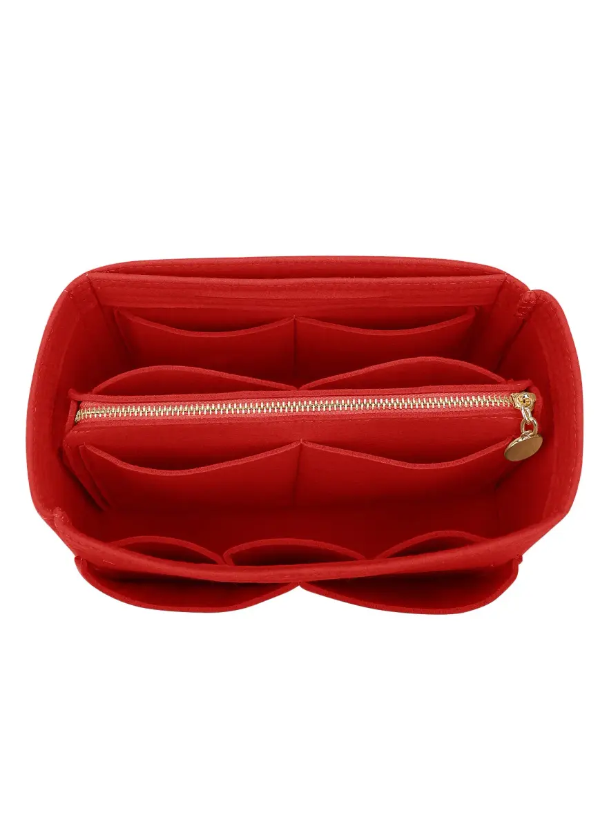 LEXSION Felt Purse Organizer Insert with Zipper, Red XL | 34cm (13.4") Bag Organizer for Speedy 40 & Neverfull GM - main product image