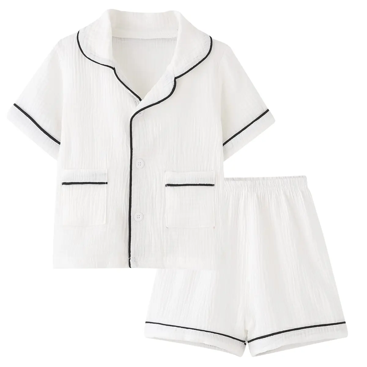 BINIDUCKLING Summer Pjs for Toddler Girls Boys 2T White | Soft Cotton Pajamas for Summer Comfort - main product image