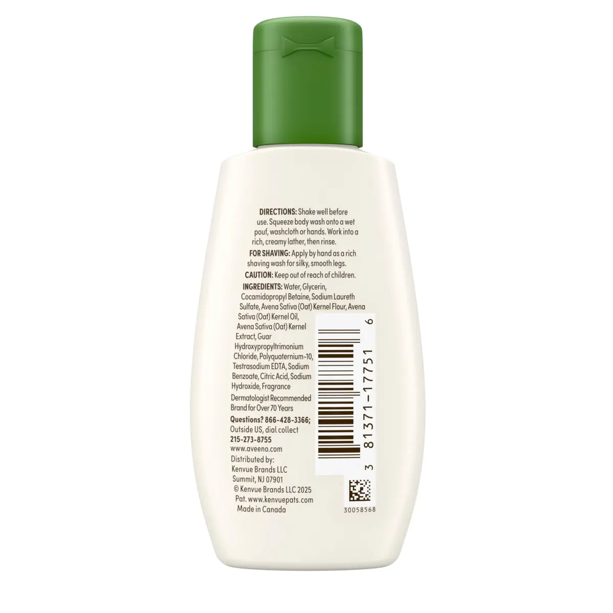 Aveeno Daily Moisturizing Body Wash Lightly Scented 59ml (2 fl. oz) | Prebiotic Oat for Dry Sensitive Skin - view 9