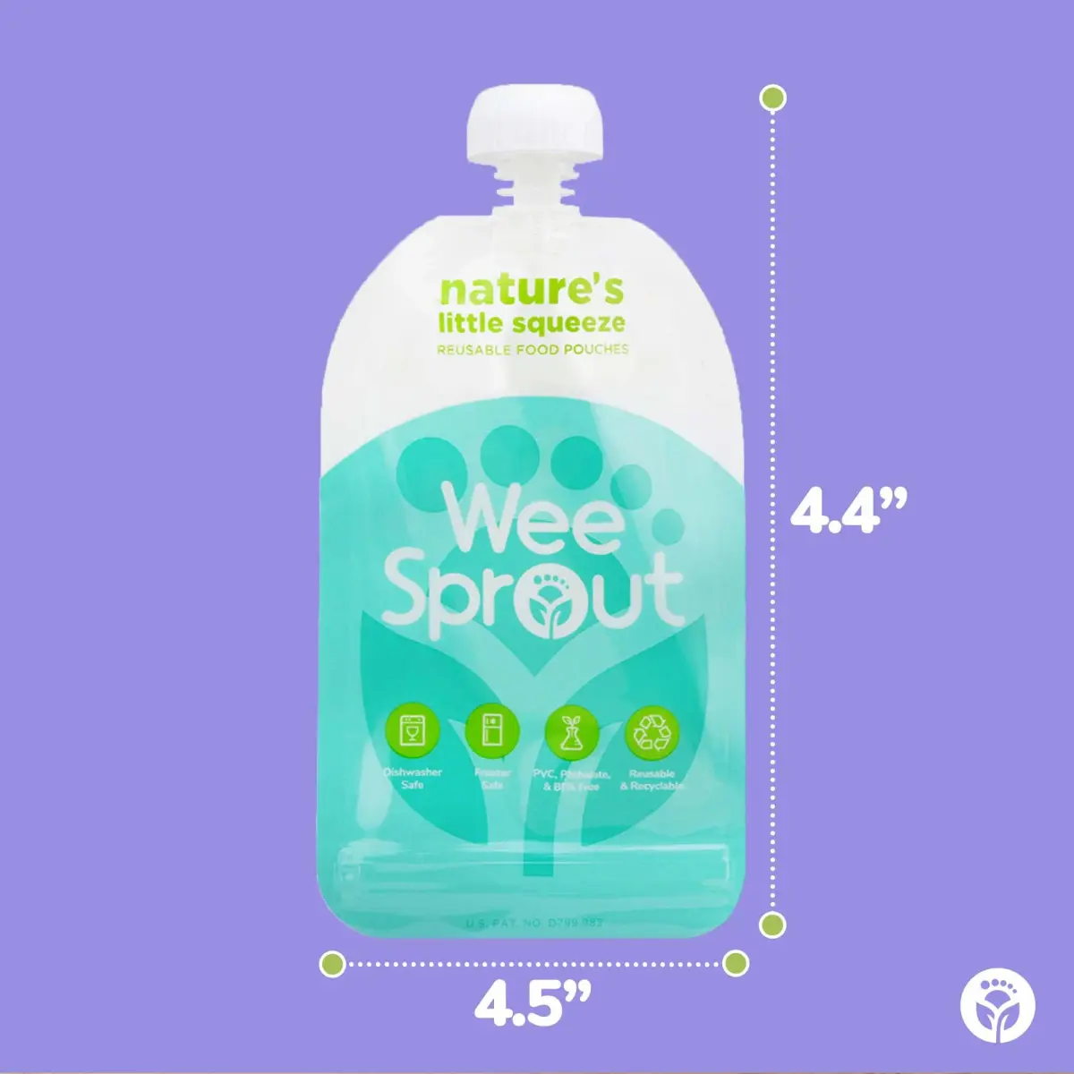 WeeSprout Double Zipper Reusable Food Pouches 102ml (3.4 fl oz) | Leakproof & Freezer Safe for Baby Food - view 3