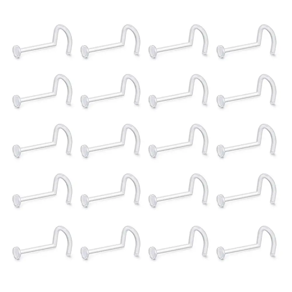 D.Bella 20g Clear Bioflex Nose Rings Stud Retainer | Hypoallergenic, Comfortable, Suitable for All Ages - main product image