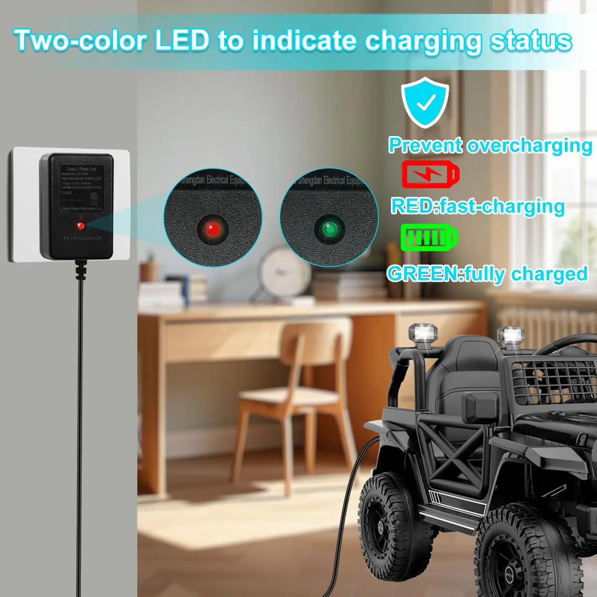 FLHFULIHUA 12 Volt Battery Charger for Kids Ride on Toys | Universal Charger for Best Choice, Kid Trax, Dynacraft, ETL Listed - view 6