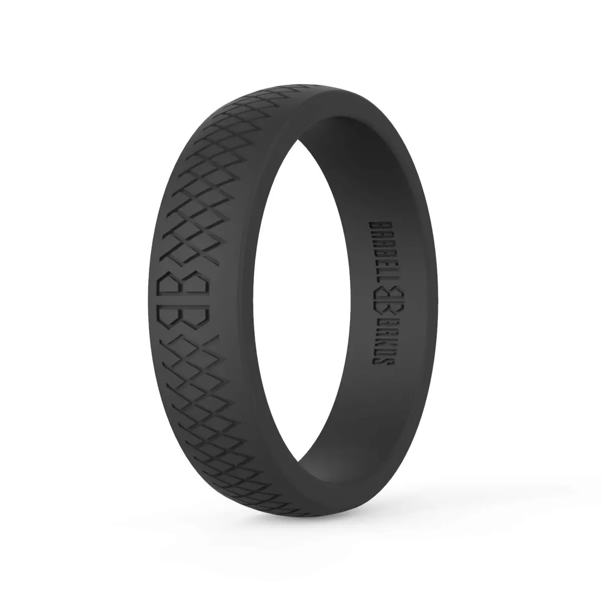 Barbell Bands Silicone Ring for Women | Premium Rubber Wedding Band | Black Size 4 | Comfortable & Durable - main product image