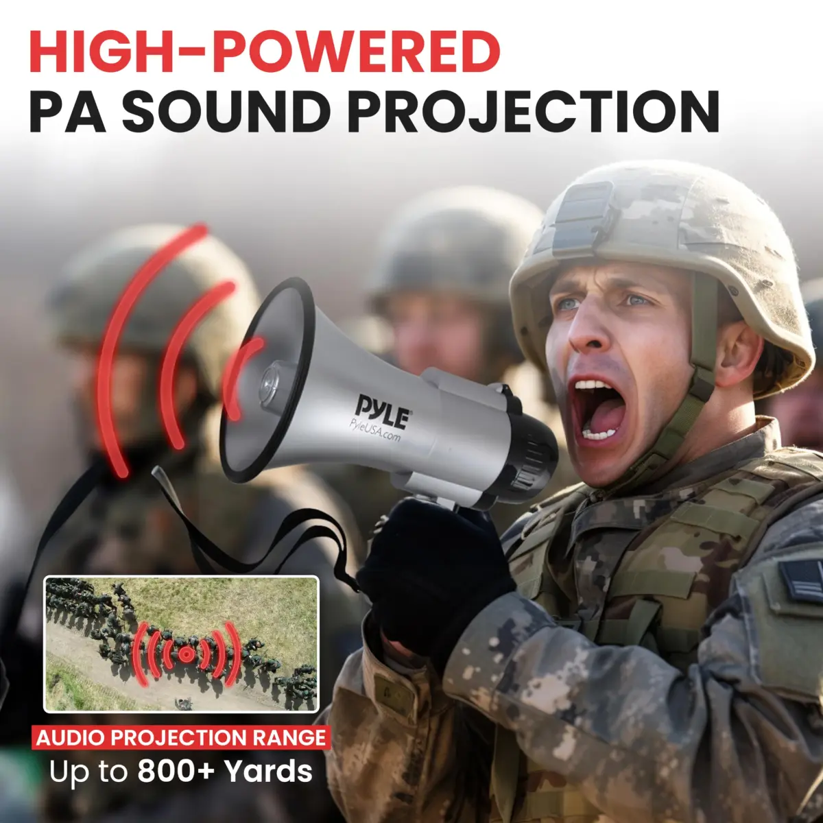 Pyle Portable Megaphone Speaker Siren Bullhorn 30W 1200 Yards Range | Voice & Siren Modes - view 2