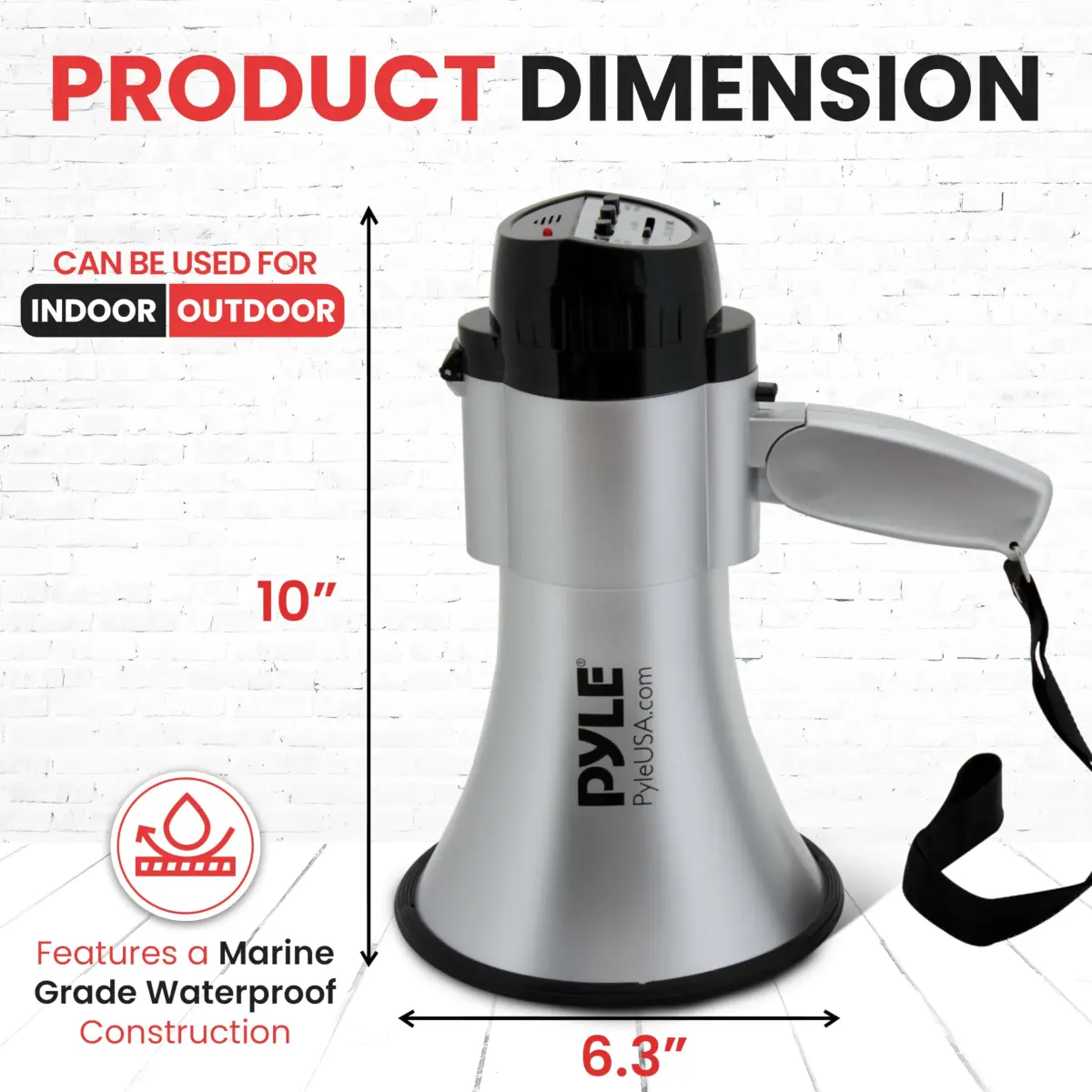 Pyle Portable Megaphone Speaker Siren Bullhorn 30W 1200 Yards Range | Voice & Siren Modes - view 3
